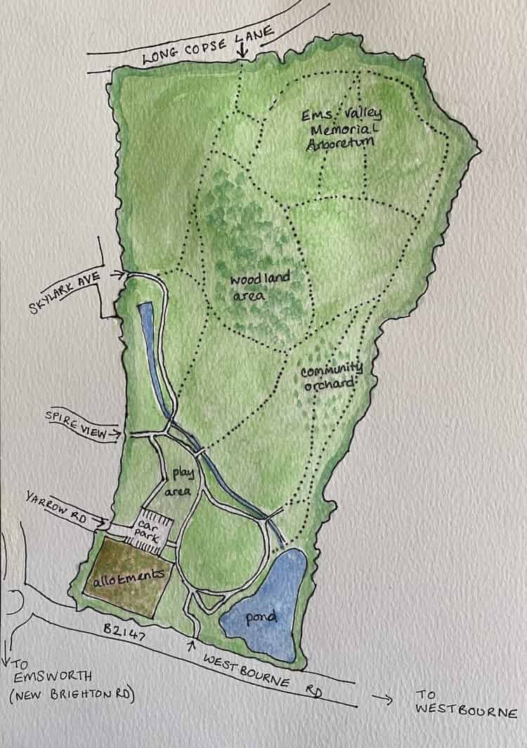 Hand painted site map to help you find us